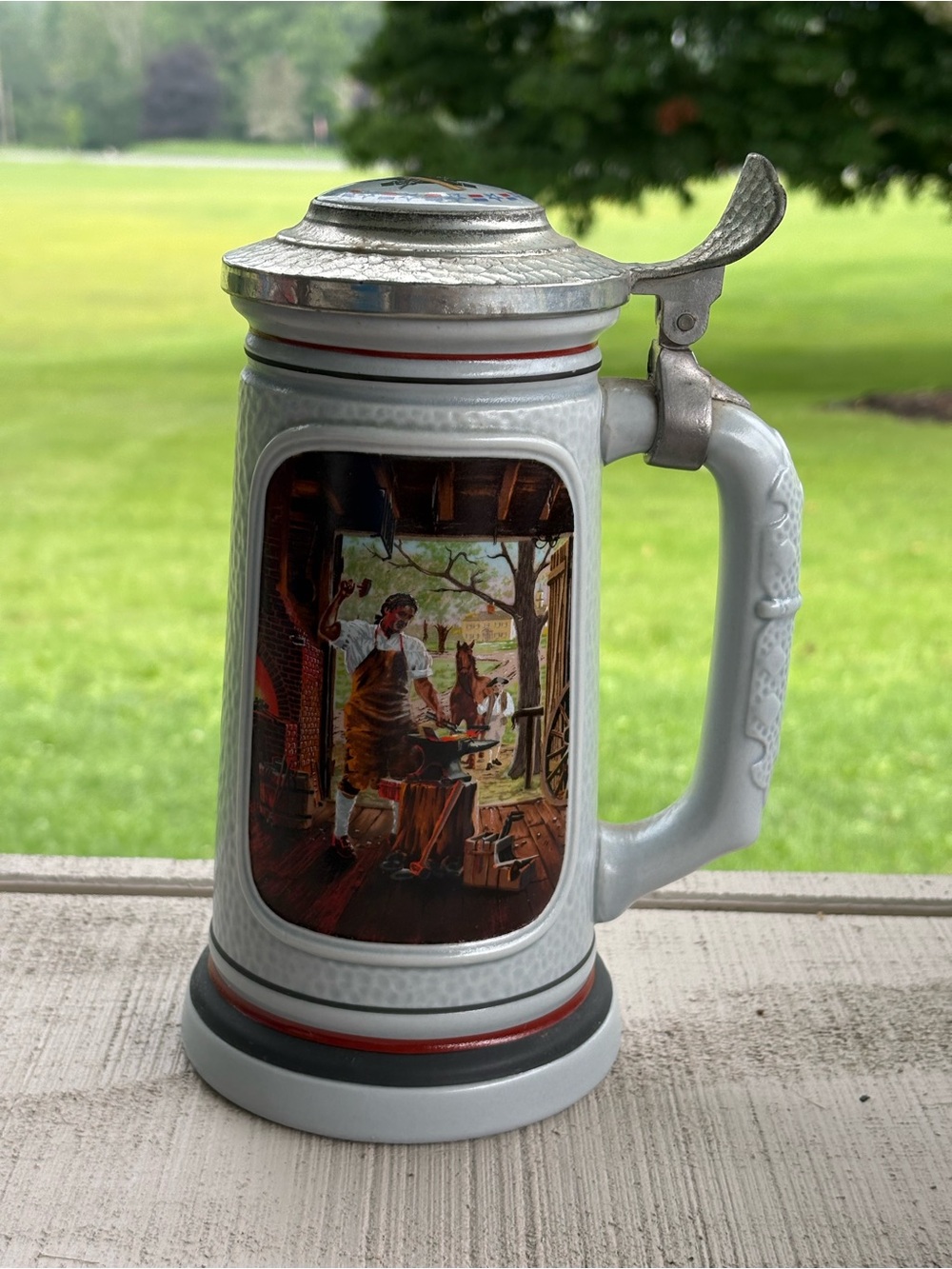 VTG 1985 Avon "The Blacksmith" beer stein, “The Building of America" collection